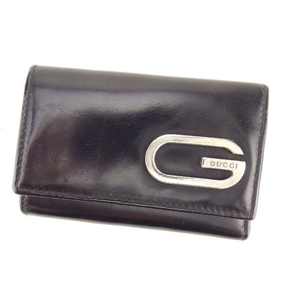 Gucci Key holder Key case G logos Black Silver Mens Authentic Used Y7422 - Picture 1 of 6